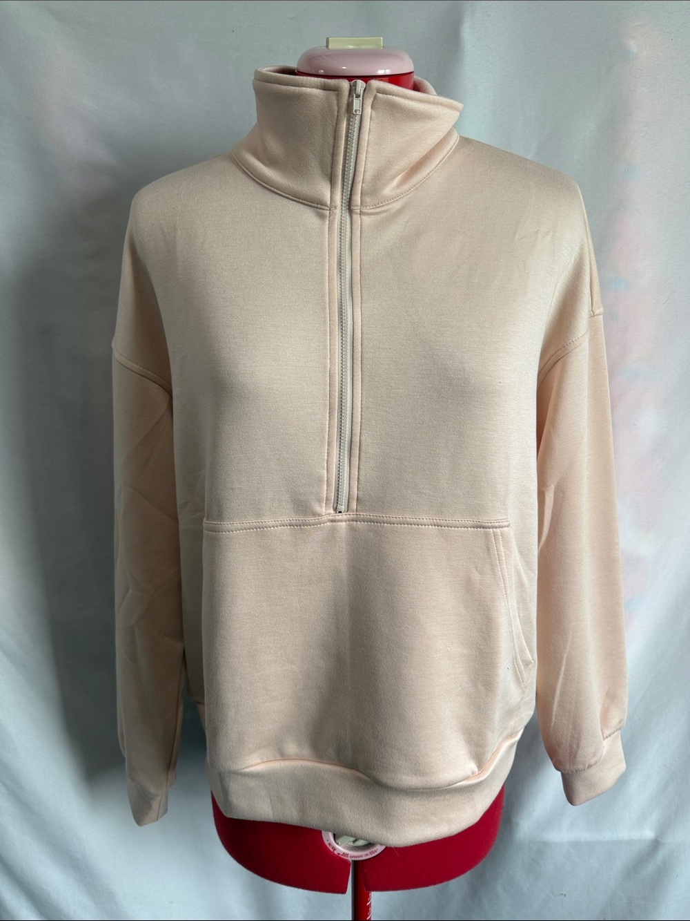 Women's Half-Zip Pullover Sweatshirt - Cream